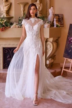 Andrea & Leo WL035 Wedding Dress Lace & Tulle Short Sleeve Gown(Andrea Leo Wl035 Wedding Dress Lace Tulle Short Sleeve Gown)