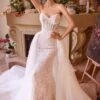 Andrea & Leo WL044 Dress Fitted Lace Wedding Dress & Removable Overskirt(Andrea Leo Wl044 Dress Fitted Lace Wedding Dress Removable Overskirt)