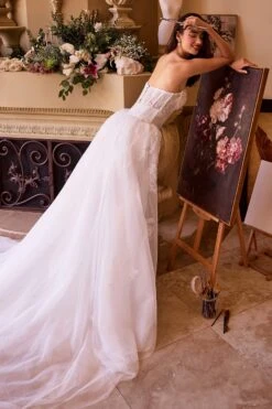 Andrea & Leo WL044 Dress Fitted Lace Wedding Dress & Removable Overskirt(Andrea Leo Wl044 Dress Fitted Lace Wedding Dress Removable Overskirt) -Dress Promotion Store WL044 OFF WHITE 2