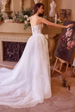 Andrea & Leo WL044 Dress Fitted Lace Wedding Dress & Removable Overskirt(Andrea Leo Wl044 Dress Fitted Lace Wedding Dress Removable Overskirt) -Dress Promotion Store WL044 OFF WHITE BACK