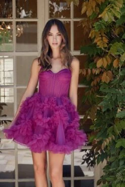 Nox Anabel Y859 Dress Strapless Sweetheart A-Line Ruffled Skirt(Nox Anabel Y859 Dress Strapless Sweetheart A Line Ruffled Skirt)