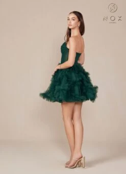 Nox Anabel Y859 Dress Strapless Sweetheart A-Line Ruffled Skirt(Nox Anabel Y859 Dress Strapless Sweetheart A Line Ruffled Skirt) -Dress Promotion Store Y859 nox anabel emerald back