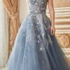 Andrea & Leo A0890 Constellation Dream Strapless Long Dress(Silver Strapless Long Prom Dress With Lace Up Back)