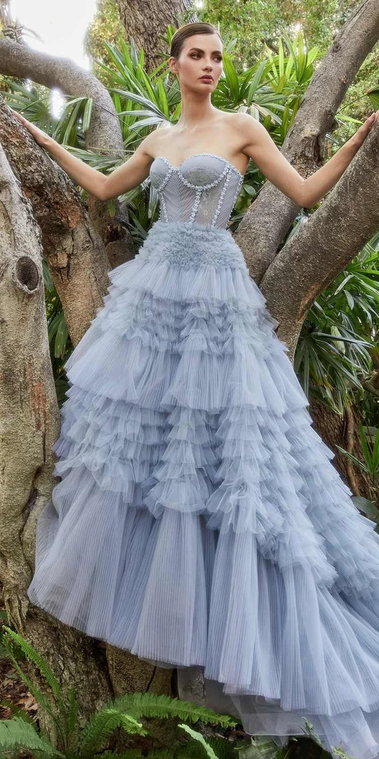 Andrea & Leo A1017 Corset Princessa Tulle Ruffle Ball Gown(Corset Princessa Tulle Ruffle Ball Gown By Andrea Leo A1017)