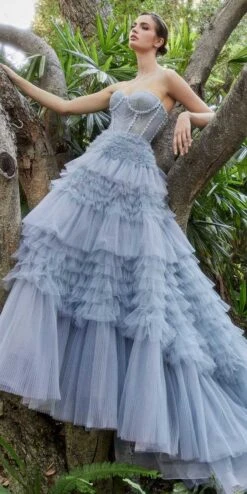 Andrea & Leo A1017 Corset Princessa Tulle Ruffle Ball Gown(Corset Princessa Tulle Ruffle Ball Gown By Andrea Leo A1017) -Dress Promotion Store a1017 parisblue 3 1