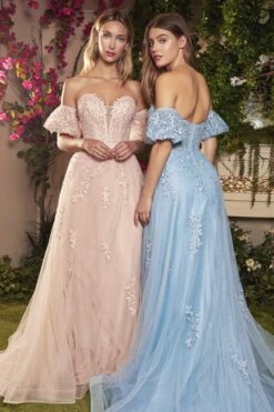 Andrea & Leo A1046 Long A-Line Willow Gown(Long A Line Willow Gown By Andrea Leo A1046) -Dress Promotion Store a1046 blush parisblue