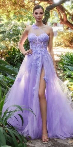Andrea & Leo A1053 Leila A-Line Ball Gown One Shoulder(Leila A Line Ball Gown One Shoulder By Andrea Leo A1053) -Dress Promotion Store a1053 lavender 1 1