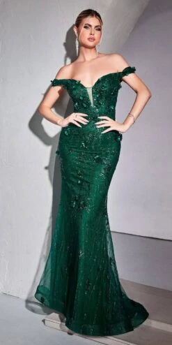 Ladivine CB096 Long Off The Shoulder Formal Glitter Gown(Ladivine Cb096 Long Off The Shoulder Formal Glitter Gown)