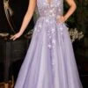 Ladivine CB097 Long A-Line Tulle Gown With Floral Detail(Ladivine Cb097 Long A Line Tulle Gown With Floral Detail) -Dress Promotion Store cb097 long formal dresses cinderella divine lavender