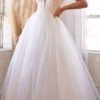 Cinderella Divine CD0154W Long Layered Tulle Dress Beaded Applique Bodice(Long A Line Off White Layered Tulle Dress With Beaded Applique Bodice) -Dress Promotion Store cd0154w 1