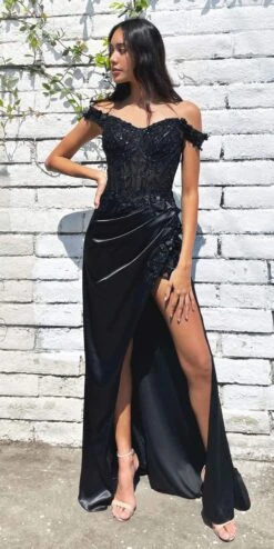 Cinderella Divine CD0186 Long Floral Off The Shoulder Gown With Slit(Long Floral Off The Shoulder Gown With Slit By Cinderella Divine Cd0186) 33 Cinderella Divine CD0186 Long Floral Off The Shoulder Gown With Slit(Long Floral Off The Shoulder Gown With Slit By Cinderella Divine Cd0186) -Dress Promotion Store cd0186 black 2 2