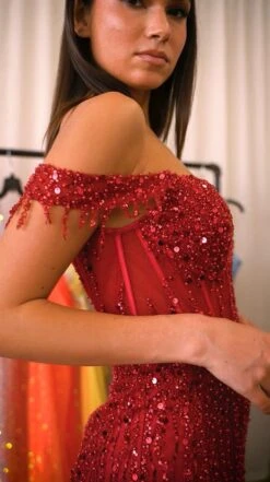 Ladivine CD0203 Long Fitted Off The Shoulder Sequin Gown With Slit(Ladivine Cd0203 Long Fitted Off The Shoulder Sequin Gown With Slit) -Dress Promotion Store cd0203 burgundy zoom 8be789eb c0ff 4217 b3c8 bd3ba4157885