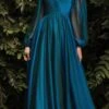 Cinderella Divine CD243 Long Sleeve A-Line Dress(Long Sleeve A Line Dress By Cinderella Divine Cd243) -Dress Promotion Store cd243 peacock