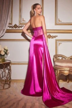 Ladivine CD269 Floor Length Strapless Satin Corset Gown(Ladivine Cd269 Floor Length Strapless Satin Corset Gown) 20 Ladivine CD269 Floor Length Strapless Satin Corset Gown(Ladivine Cd269 Floor Length Strapless Satin Corset Gown) -Dress Promotion Store cd269 fuchsia 2