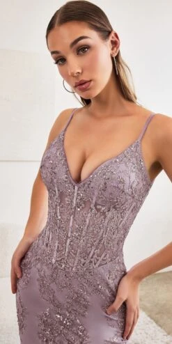 Cinderella Divine J810 Long Fitted Mermaid Gown Metallic Embroidered Lace(Long Fitted Smokey Blue Mermaid Gown Metallic Embroidered Lace) -Dress Promotion Store j810 dustylavender 3 ec9fe14d c065 4c74 87f9 850ee8058b57