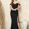 Juno M1026 Dress Off-Shoulder Draped Gown With Embellished Straps(Juno M1026 Dress Off Shoulder Draped Gown With Embellished Straps) -Dress Promotion Store juno m1026 black f1 3066x4599 18dcc04d 98fa 41e9 bc85 cb68cb670042