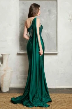 Juno M1037 Dress One Shoulder Embellished Dress With Removable Sash(Juno M1037 Dress One Shoulder Embellished Dress With Removable Sash) -Dress Promotion Store juno m1037 emerald b1 3066x4599 1