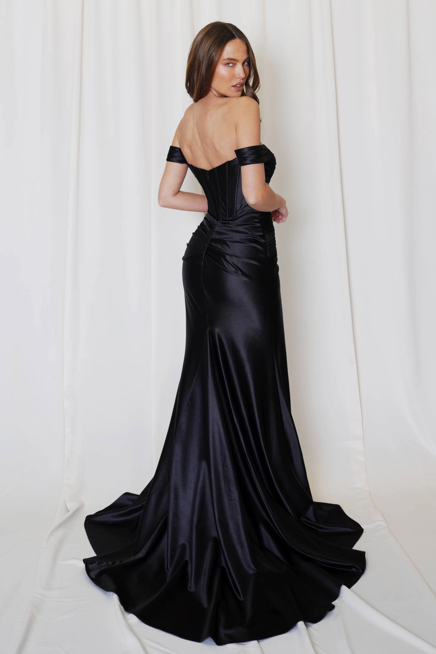 Juno M1043 Dress Off The Shoulder Satin Gown(Juno M1043 Dress Off The Shoulder Satin Gown) 5 Juno M1043 Dress Off The Shoulder Satin Gown(Juno M1043 Dress Off The Shoulder Satin Gown) - Image 3