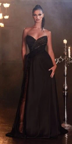 Ladivine KV1059 Long Sheer Slit Embellished Strapless Gown(Ladivine Kv1059 Long Sheer Slit Embellished Strapless Gown) 11 Ladivine KV1059 Long Sheer Slit Embellished Strapless Gown(Ladivine Kv1059 Long Sheer Slit Embellished Strapless Gown) -Dress Promotion Store kv1059 1 3