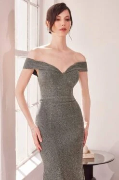 Ladivine Amoris T602 Off Shoulder Sweetheart Neck Fitted Prom Gown(Ladivine Amoris T602 Off Shoulder Sweetheart Neck Fitted Prom Gown) -Dress Promotion Store t602 silver 2