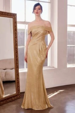 Ladivine Amoris T603 Off Shoulder Classic Modest Fitted Prom Gown(Ladivine Amoris T603 Off Shoulder Classic Modest Fitted Prom Gown) -Dress Promotion Store t603 gold front