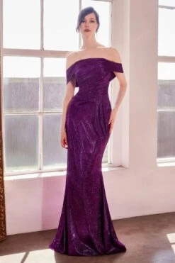 Ladivine Amoris T603 Off Shoulder Classic Modest Fitted Prom Gown(Ladivine Amoris T603 Off Shoulder Classic Modest Fitted Prom Gown) -Dress Promotion Store t603 purple front