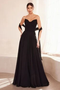 Ladivine Amoris T703 Dress Strapless A-Line Bridesmaid Gown(Ladivine Amoris T703 Dress Strapless A Line Bridesmaid Gown) -Dress Promotion Store t703 black front
