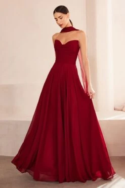 Ladivine Amoris T703 Dress Strapless A-Line Bridesmaid Gown(Ladivine Amoris T703 Dress Strapless A Line Bridesmaid Gown) -Dress Promotion Store t703 burgundy front