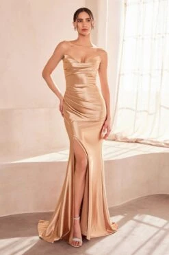 Ladivine Amoris T704 Dress Off The Shoulder Fitted Gown(Ladivine Amoris T704 Dress Off The Shoulder Fitted Gown) -Dress Promotion Store t704 champagne gold front