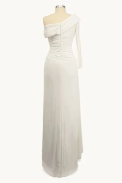 Ladivine Amoris T808 One Sleeve Off Shoulder Fitted Gown With Slit(Ladivine T808 One Sleeve Off Shoulder Fitted Gown With Slit) 13 Ladivine Amoris T808 One Sleeve Off Shoulder Fitted Gown With Slit(Ladivine T808 One Sleeve Off Shoulder Fitted Gown With Slit) -Dress Promotion Store t808 white back