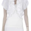 White Ruffled Bolero Jacket Short Sleeve Ruffled White Bolero Jacket(White Ruffled Bolero Jacket Short Sleeve Ruffled White Bolero Jacket) 2 White Ruffled Bolero Jacket Short Sleeve Ruffled White Bolero Jacket(White Ruffled Bolero Jacket Short Sleeve Ruffled White Bolero Jacket) -Dress Promotion Store yhst 94935736666794 2453 1582136426