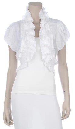 White Ruffled Bolero Jacket Short Sleeve Ruffled White Bolero Jacket(White Ruffled Bolero Jacket Short Sleeve Ruffled White Bolero Jacket) -Dress Promotion Store yhst 94935736666794 2453 1592445258 6b23d251 c93b 424b 8845 09c74d2980da