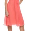 CLEARANCE - Juliet 732 Chiffon Dress Knee Length Rhinestones Straps Gown (Size S)(Chiffon Coral Dress Bridesmaid Knee Length Rhinestones Straps Gown)
