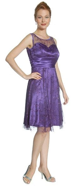 CLEARANCE - Juliet 2157 Knee Length A-Line Semi-Formal Dress(Purple Semi Formal Gown Short Dress Mesh Overlay Sleeveless Knee Length) 5 CLEARANCE - Juliet 2157 Knee Length A-Line Semi-Formal Dress(Purple Semi Formal Gown Short Dress Mesh Overlay Sleeveless Knee Length) - Image 3