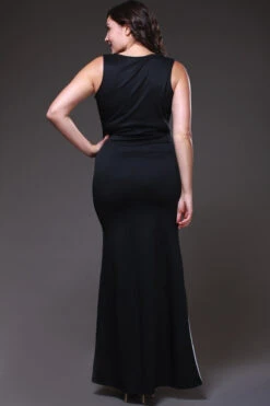 Fitted Black/Ivory Two Tone Maxi Dress V Neck Tank Straps(Fitted Black Ivory Two Tone Maxi Dress V Neck Tank Straps) -Dress Promotion Store yhst 94935736666794 2455 195288134