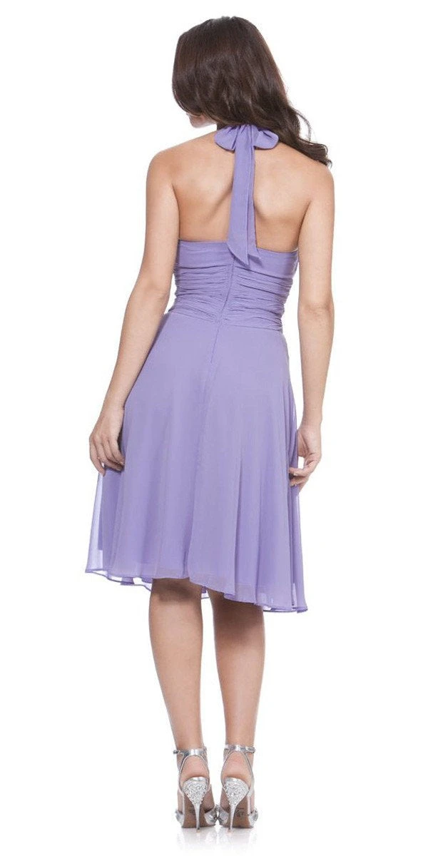 CLEARANCE - Halter Strap Yellow Chiffon Knee Length Dress With Bow (Size Small)(Clearance Halter Strap Yellow Chiffon Knee Length Dress With Bow) 7 CLEARANCE - Halter Strap Yellow Chiffon Knee Length Dress With Bow (Size Small)(Clearance Halter Strap Yellow Chiffon Knee Length Dress With Bow) - Image 5