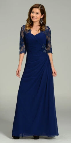 Poly USA | Ed Young 7210 Chiffon/Lace Dress Mid Length Lace Sleeves(Long Chiffon Lace Dress Burgundy Mid Length Lace Sleeves) -Dress Promotion Store yhst 94935736666794 2455 302645469 df9b9b5c 0037 4ecb 88f2 4c3015f51d97