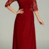 Poly USA | Ed Young 7210 Chiffon/Lace Dress Mid Length Lace Sleeves(Long Chiffon Lace Dress Burgundy Mid Length Lace Sleeves) -Dress Promotion Store yhst 94935736666794 2455 302799014