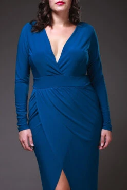 Sexy High Low Teal Blue Maxi Dress Deep Surplice Neck Long Sleeves(Sexy High Low Teal Blue Maxi Dress Deep Surplice Neck Long Sleeves) -Dress Promotion Store yhst 94935736666794 2455 496284012 bf1ed922 fc16 4e2d 8708 725f0757fb4f