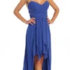 Celavie 3007 Chiffon High Low Dress Spaghetti Straps(Chiffon High Low Royal Blue Dress Spaghetti Straps Peek A Boo Slits)