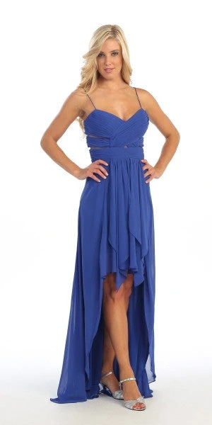 Celavie 3007 Chiffon High Low Dress Spaghetti Straps(Chiffon High Low Royal Blue Dress Spaghetti Straps Peek A Boo Slits) 3 Celavie 3007 Chiffon High Low Dress Spaghetti Straps(Chiffon High Low Royal Blue Dress Spaghetti Straps Peek A Boo Slits)
