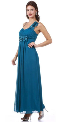 Celavie 2163L Chiffon Semi Formal Gown Dress Flowy(Ankle Length Chiffon Maternity Bridesmaid Gown Teal Dress Flowy) -Dress Promotion Store yhst 94935736666794 2457 1124318048