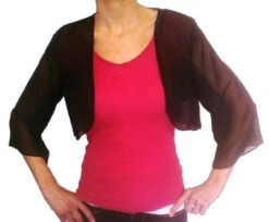 Mid Length Sleeve Sheer Black Chiffon Bolero Jacket 3/4 Length Shrug(Mid Length Sleeve Sheer Black Chiffon Bolero Jacket 3 4 Length Shrug) -Dress Promotion Store yhst 94935736666794 2457 1154758935