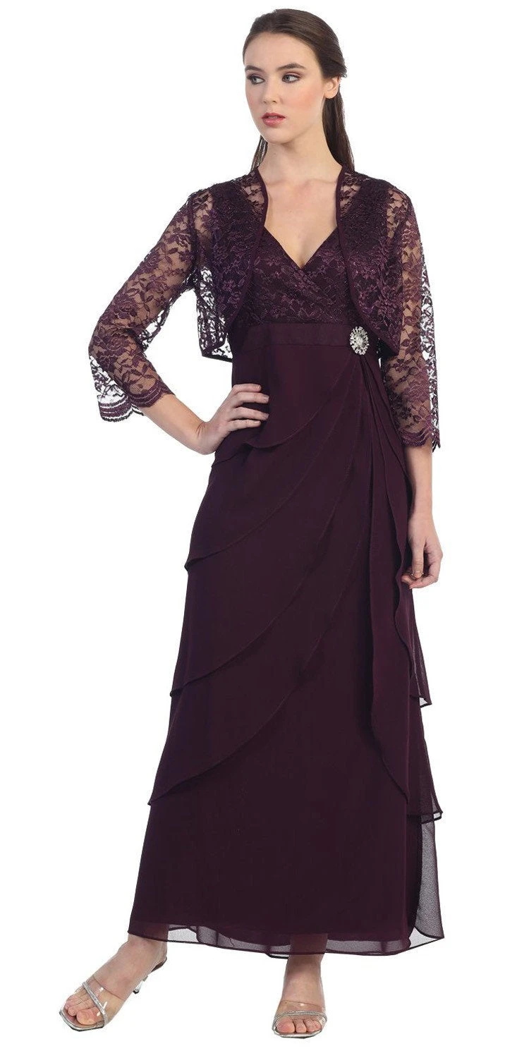Sally Fashion 8729 V-Neck Long Dress Empire Lace Chiffon Include Lace Jacket(Dusty Rose V Neck Long Dress Empire Lace Chiffon Include Lace Jacket) 15 Sally Fashion 8729 V-Neck Long Dress Empire Lace Chiffon Include Lace Jacket(Dusty Rose V Neck Long Dress Empire Lace Chiffon Include Lace Jacket) - Image 13
