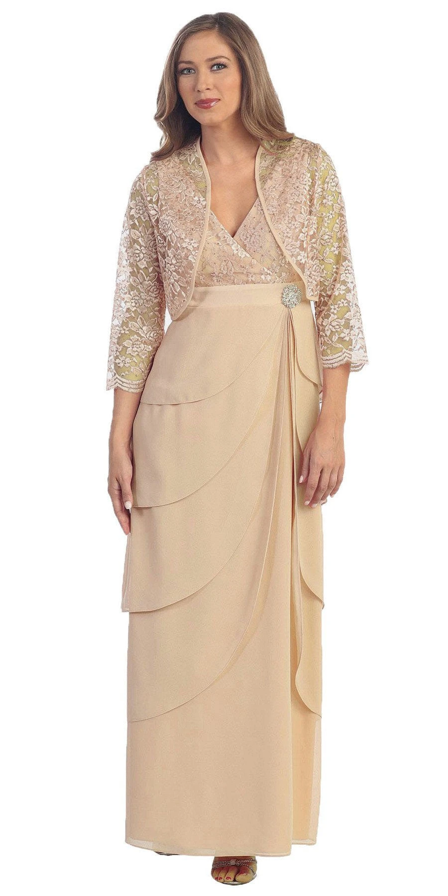 Sally Fashion 8729 V-Neck Long Dress Empire Lace Chiffon Include Lace Jacket(Dusty Rose V Neck Long Dress Empire Lace Chiffon Include Lace Jacket) 13 Sally Fashion 8729 V-Neck Long Dress Empire Lace Chiffon Include Lace Jacket(Dusty Rose V Neck Long Dress Empire Lace Chiffon Include Lace Jacket) - Image 11