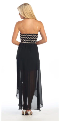 Celavie 2382 Short High Low Chiffon Dress Strapless Includes Belt(Short Black High Low Chiffon Dress Semi Formal Strapless Includes Belt) -Dress Promotion Store yhst 94935736666794 2457 1205727565 21f2b913 b265 4b15 807e d679cf976961