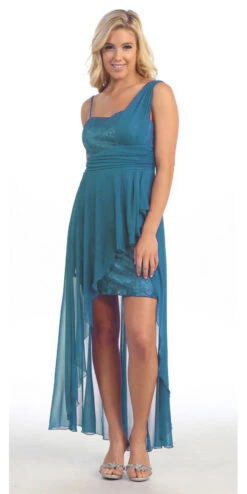 Celavie 2409 One Shoulder Spaghetti Strap High Low Dress(One Shoulder Spaghetti Strap Purple High Low Dress Chiffon) -Dress Promotion Store yhst 94935736666794 2457 1694341252