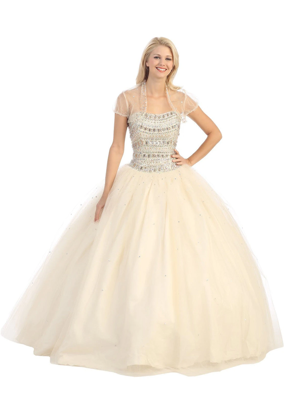 Eureka 3005 Strapless Studded Bodice Long Quinceanera Gown(Strapless Studded Bodice Coral Long Quinceanera Gown) 5 Eureka 3005 Strapless Studded Bodice Long Quinceanera Gown(Strapless Studded Bodice Coral Long Quinceanera Gown) - Image 3