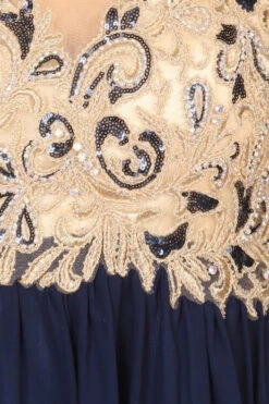 Eureka 3052 Stunning Cap Sleeve Chiffon Long Dress A-Line(Stunning Cap Sleeve Chiffon Long Dress Navy Blue A Line) -Dress Promotion Store yhst 94935736666794 2457 1853197381