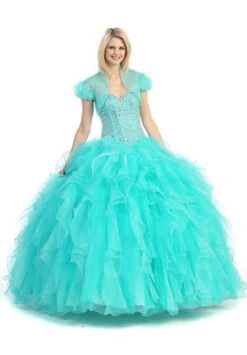 Eureka 3002 Ruffled Tiered Skirt Studded Bodice Princess Gown(Tiered Ruffled Skirt Studded Bodice Coral Princess Gown) -Dress Promotion Store yhst 94935736666794 2457 1862269909